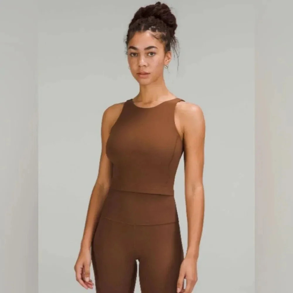 Lululemon Align Ribbed High-Neck Tank Top Roasted Brown